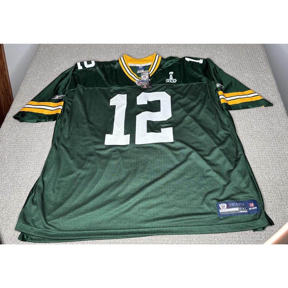 NWT Aaron Rodgers Green Bay Packers #12 Super Bowl XLV Jersey Men's 5XL